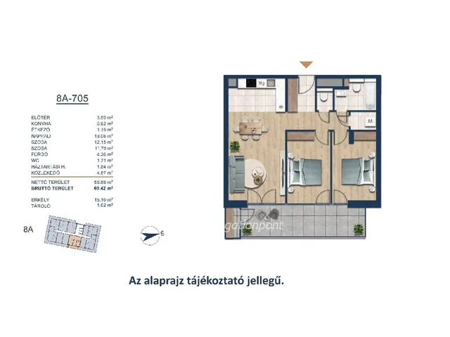 Eladó lakás Budapest III. kerület 69 nm