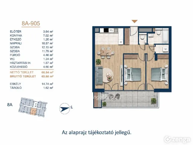 Eladó lakás Budapest III. kerület 69 nm