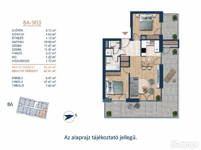 Eladó lakás Budapest III. kerület 62 nm