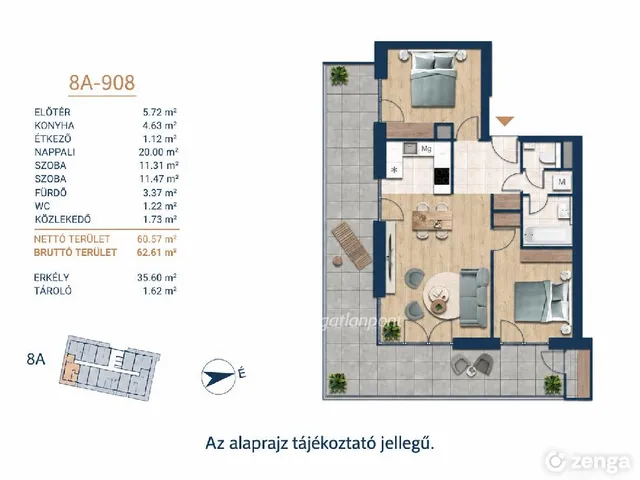 Eladó lakás Budapest III. kerület 62 nm
