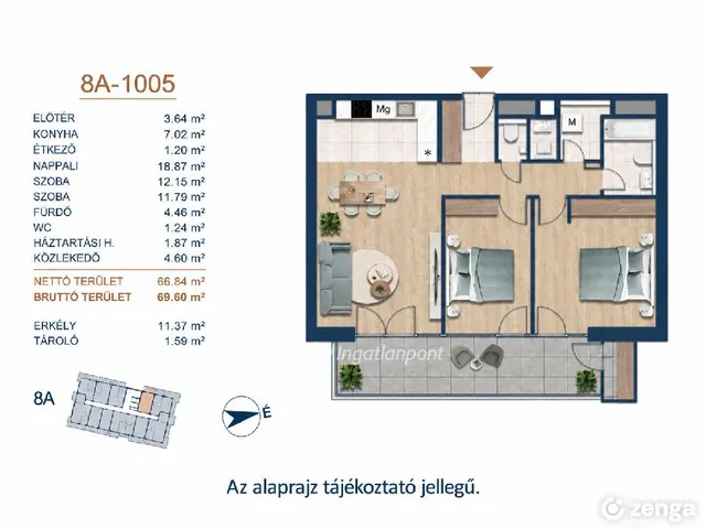 Eladó lakás Budapest III. kerület 69 nm
