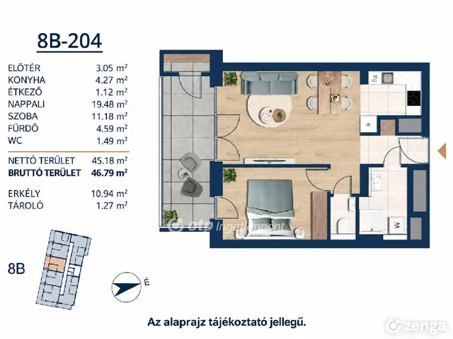 Eladó lakás Budapest III. kerület 46 nm