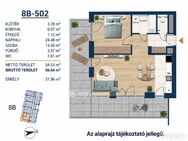 Eladó lakás Budapest III. kerület 56 nm
