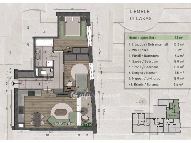 Eladó lakás Budapest XIII. kerület, Angyalföld 63 nm