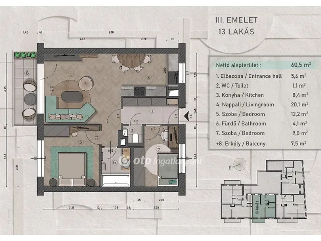 Eladó lakás Budapest XIII. kerület, Angyalföld 62 nm
