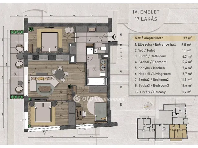 Eladó lakás Budapest XIII. kerület 77 nm