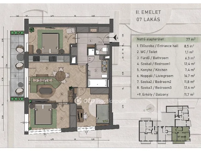 Eladó lakás Budapest XIII. kerület 77 nm