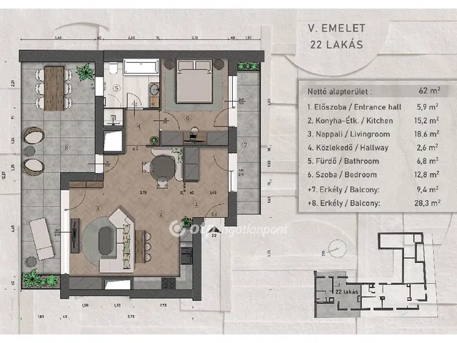 Eladó lakás Budapest XIII. kerület 62 nm