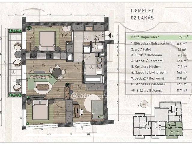 Eladó lakás Budapest XIII. kerület, Angyalföld 77 nm