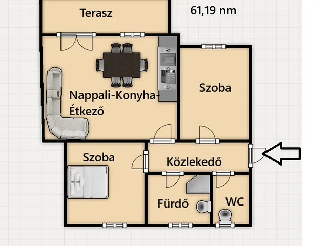 Eladó lakás Cserkeszőlő 61 nm