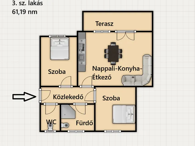 Eladó lakás Cserkeszőlő 61 nm