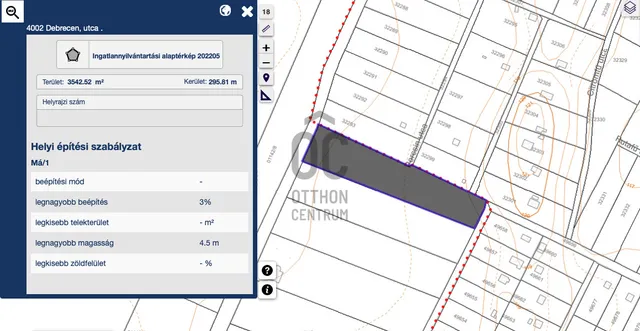 Eladó telek Debrecen 3544 nm