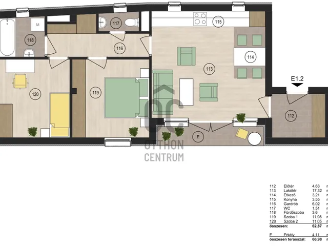 Eladó lakás Debrecen, Hatvan utcai kert 62 nm