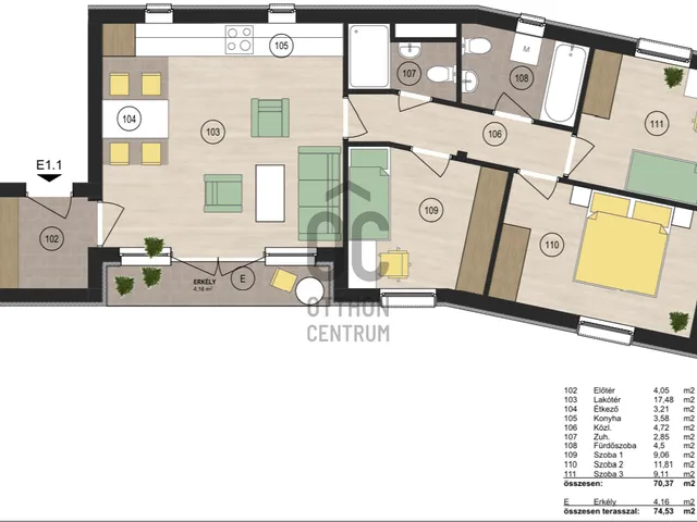 Eladó lakás Debrecen, Hatvan utcai kert 74 nm