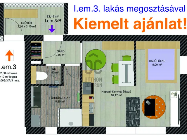Eladó lakás Debrecen, Nyulas 33 nm
