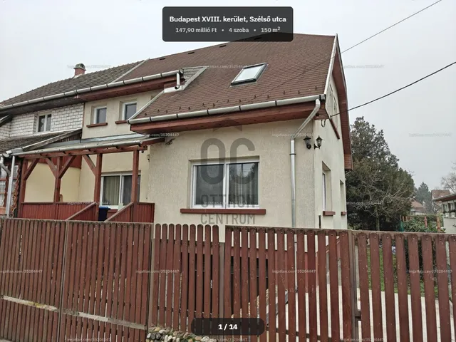 Eladó ház Budapest XVIII. kerület, Kossuth Ferenc-telep 160 nm