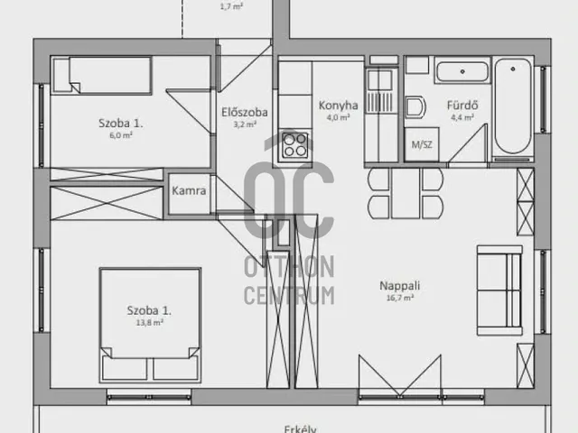 Eladó lakás Budapest XII. kerület, Mártonhegy 53 nm