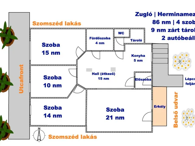 Eladó lakás Budapest XIV. kerület, Herminamező 86 nm
