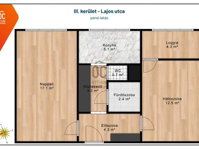 Kiadó lakás Budapest III. kerület, Óbuda 48 nm