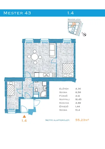 Eladó lakás Budapest IX. kerület, Rehabilitációs terület IX. ker. 55 nm