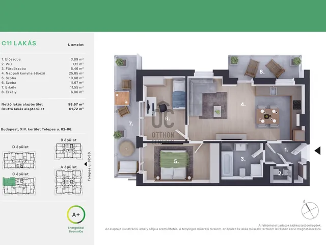 Eladó lakás Budapest XIV. kerület, Alsórákos 58 nm