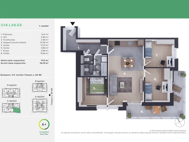 Eladó lakás Budapest XIV. kerület, Alsórákos 71 nm