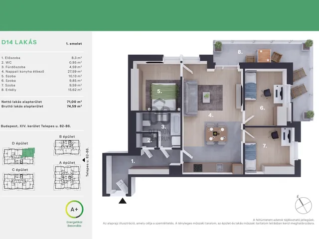 Eladó lakás Budapest XIV. kerület, Alsórákos 71 nm