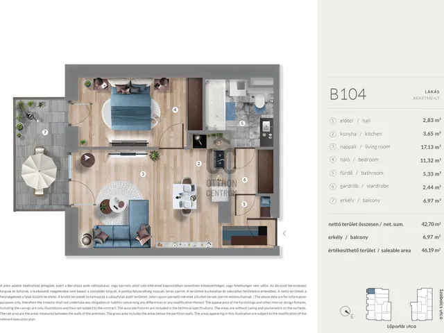 Eladó lakás Budapest XIII. kerület, Lőportárdűlő 42 nm