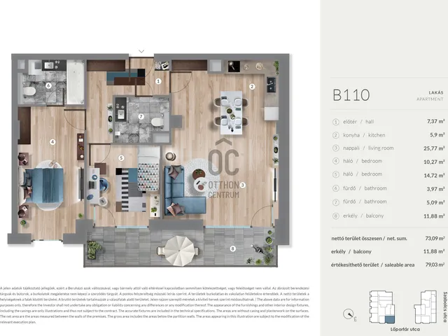 Eladó lakás Budapest XIII. kerület, Lőportárdűlő 73 nm