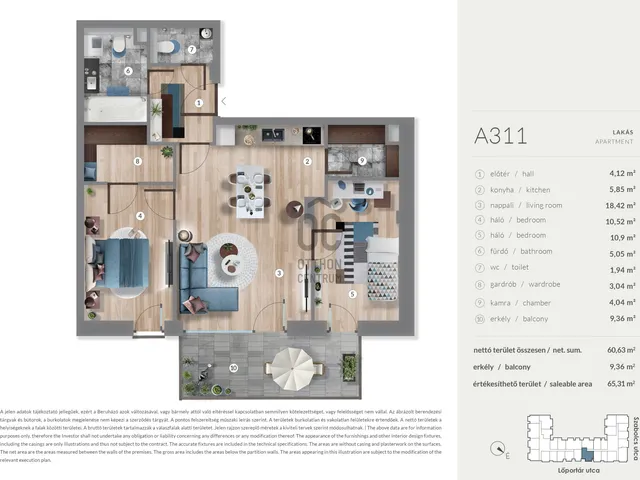 Eladó lakás Budapest XIII. kerület, Lőportárdűlő 63 nm