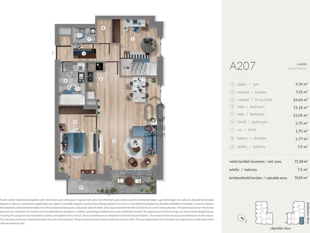 Eladó lakás Budapest XIII. kerület, Lőportárdűlő 71 nm