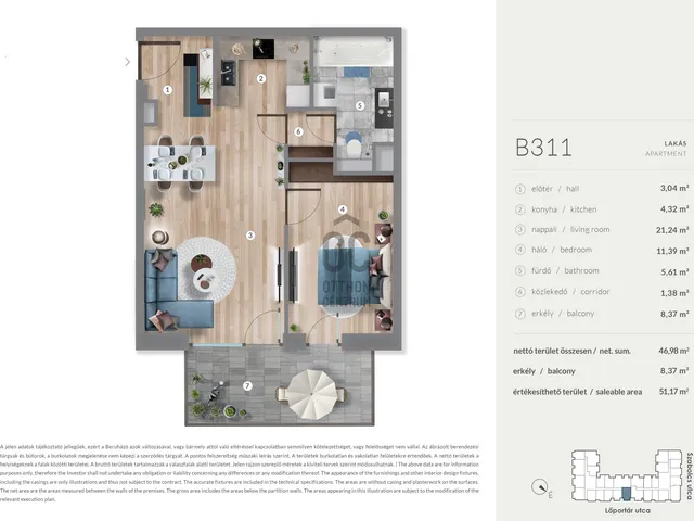 Eladó lakás Budapest XIII. kerület, Lőportárdűlő 46 nm