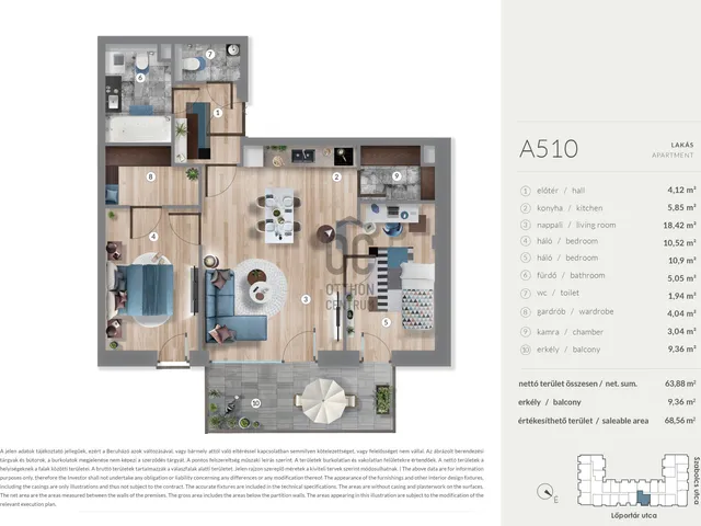 Eladó lakás Budapest XIII. kerület, Lőportárdűlő 63 nm