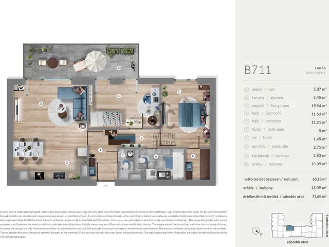 Eladó lakás Budapest XIII. kerület, Lőportárdűlő 65 nm