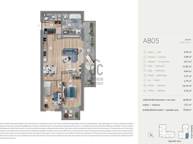Eladó lakás Budapest XIII. kerület, Lőportárdűlő 66 nm