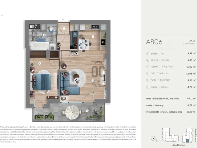 Eladó lakás Budapest XIII. kerület, Lőportárdűlő 46 nm