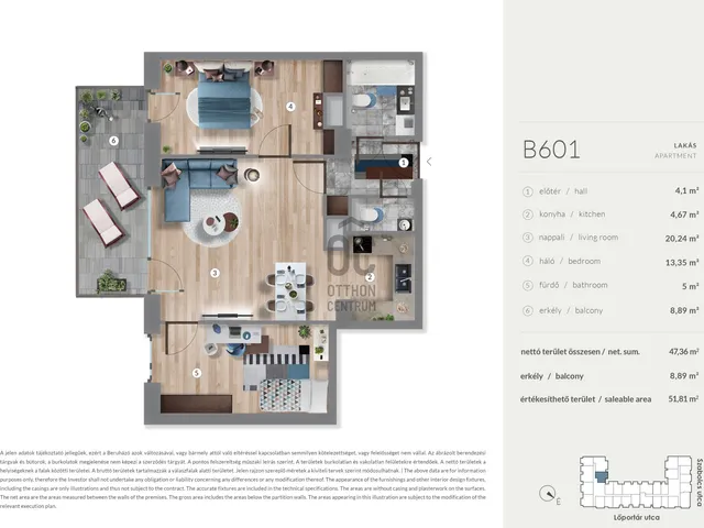 Eladó lakás Budapest XIII. kerület, Lőportárdűlő 47 nm