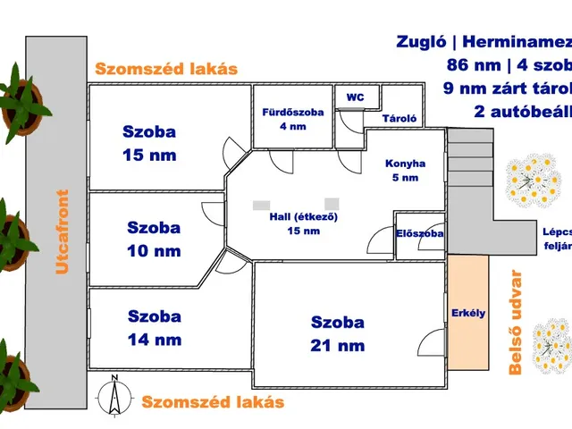 Eladó lakás Budapest XIV. kerület, Herminamező 86 nm