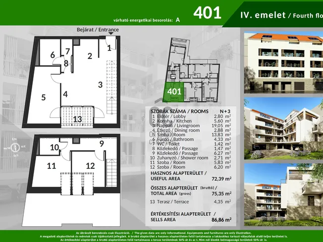 Eladó lakás Budapest IV. kerület, Újpest 85 nm