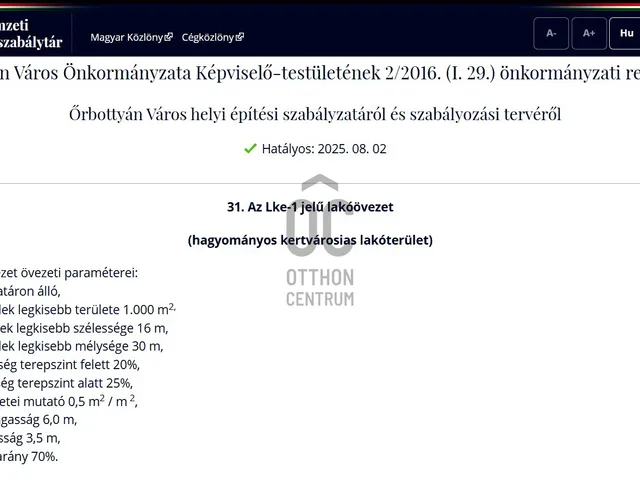 Eladó telek Őrbottyán 1000 nm