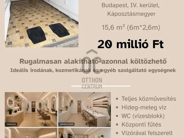 Eladó kereskedelmi és ipari ingatlan Budapest IV. kerület, Káposztásmegyer 13 nm