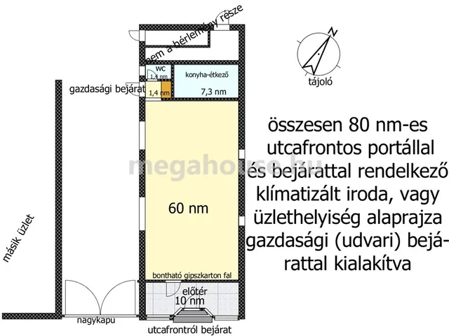 Kiadó kereskedelmi és ipari ingatlan Budaörs 80 nm