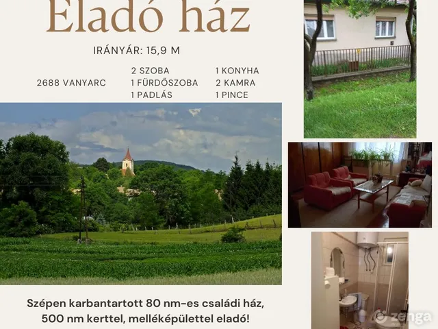 Eladó ház Vanyarc 80 nm