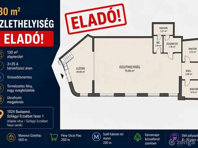 Eladó kereskedelmi és ipari ingatlan Budapest II. kerület 130 nm