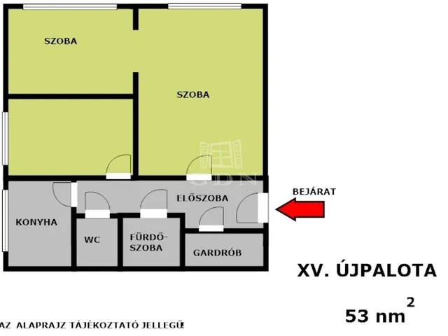 Eladó lakás Budapest XV. kerület, Újpalota 53 nm