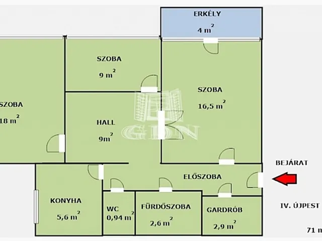 Eladó lakás Budapest IV. kerület, Újpest 71 nm