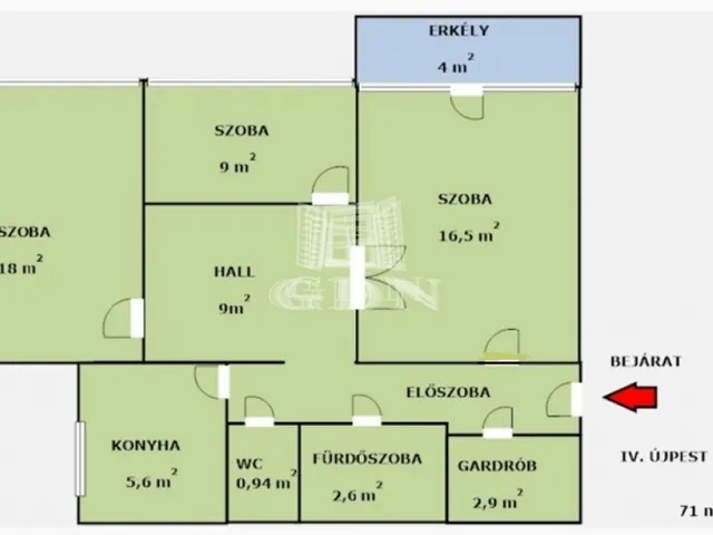 Eladó lakás Budapest IV. kerület 71 nm