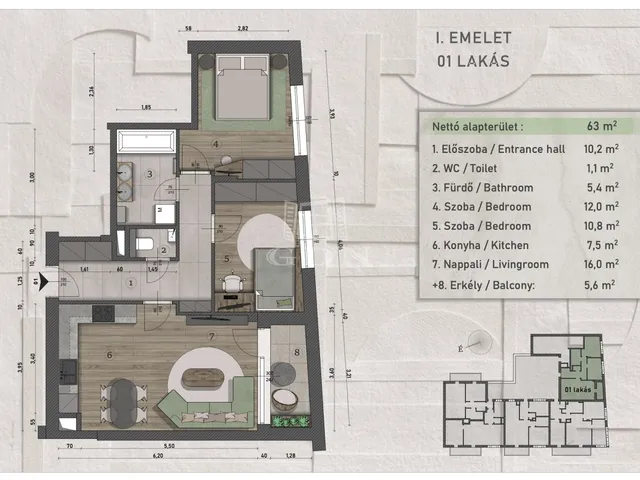 Eladó lakás Budapest XIII. kerület, Angyalföld 63 nm