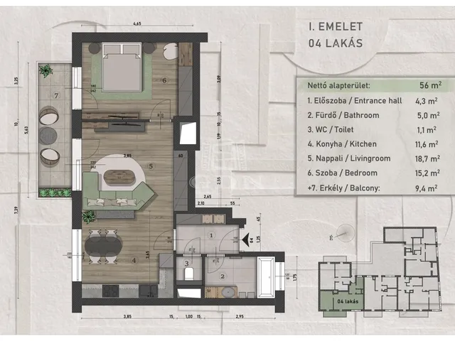 Eladó lakás Budapest XIII. kerület, Angyalföld 56 nm
