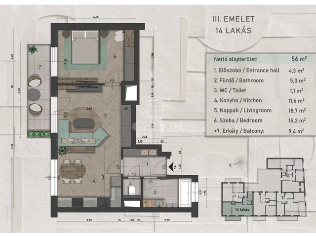 Eladó lakás Budapest XIII. kerület, Angyalföld 56 nm